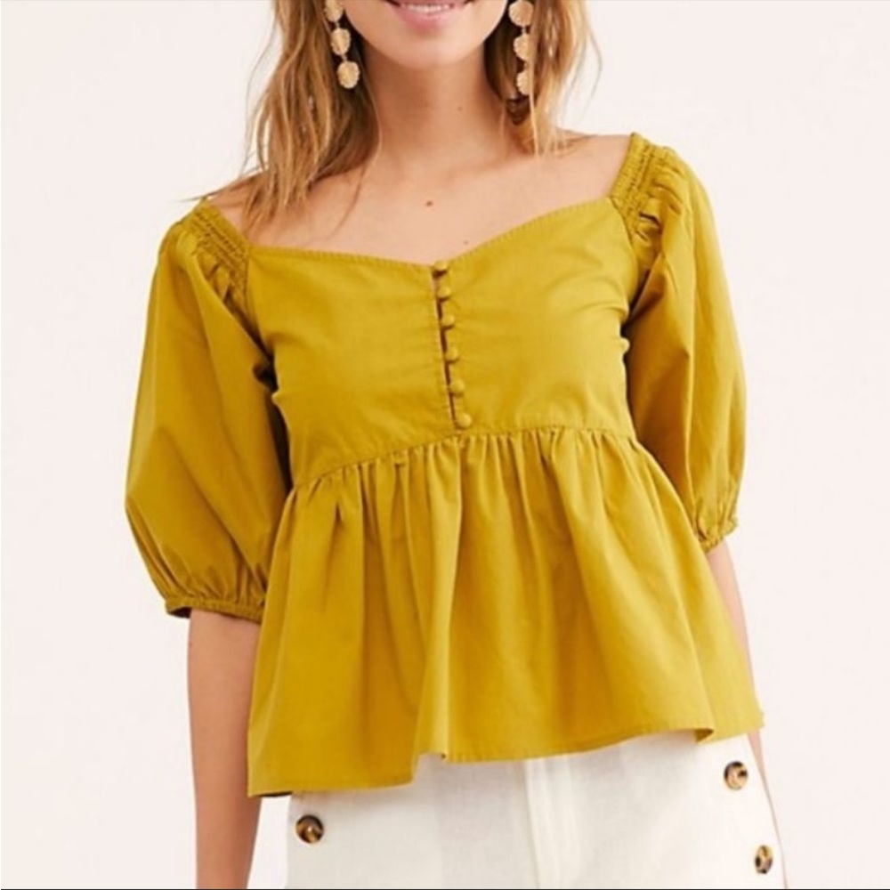 Free People Veronica Sweetheart Top in Relic Bronze, Large & NWT